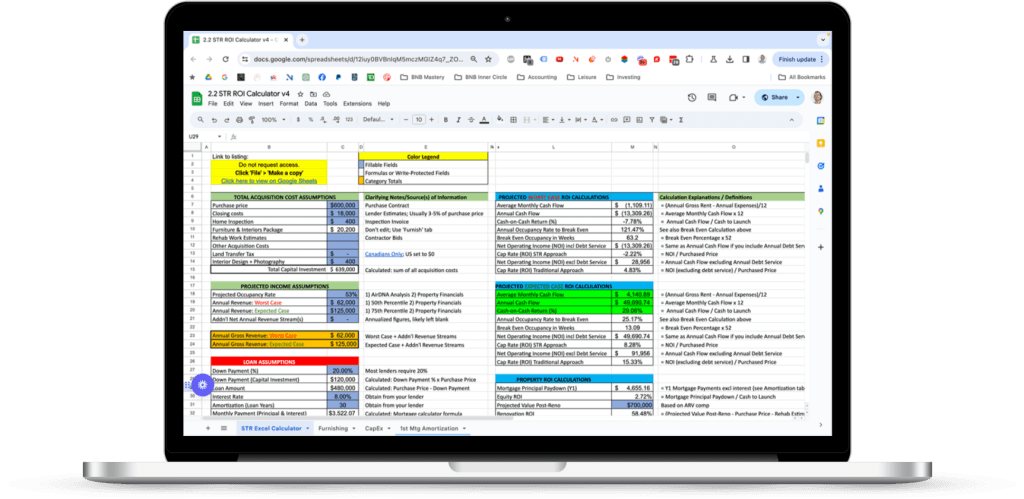 The STR ROI Spreadsheet mockup